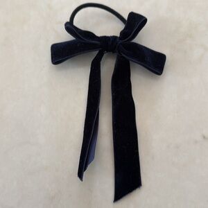 Handmade Blue Velvet Bow Hair Tie – Soft Vintage-Inspired Ponytail Holder